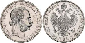 Franz Joseph I. 1848 - 1916  2 Gulden 1886 ... 
