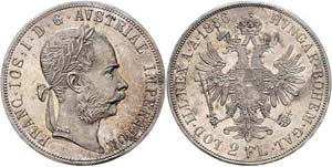 Franz Joseph I. 1848 - 1916  2 Gulden 1886 ... 