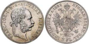 Franz Joseph I. 1848 - 1916  2 Gulden 1889 ... 