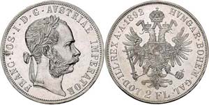 Franz Joseph I. 1848 - 1916  2 Gulden 1892 ... 
