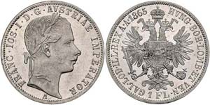 Franz Joseph I. 1848 - 1916  Gulden 1865 A ... 
