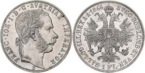 Franz Joseph I. 1848 - 1916  Gulden 1866 B ... 