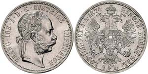 Franz Joseph I. 1848 - 1916  Gulden 1874 ... 