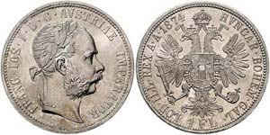 Franz Joseph I. 1848 - 1916  Gulden 1874 ... 
