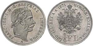 Franz Joseph I. 1848 - 1916  1/4 Gulden 1871 ... 