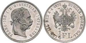 Franz Joseph I. 1848 - 1916  1/4 Gulden 1872 ... 