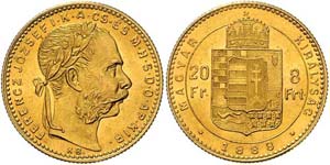 Franz Joseph I. 1848 - 1916  8 Forint 1888 ... 