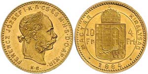 Franz Joseph I. 1848 - 1916  4 Forint 1884 ... 