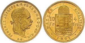 Franz Joseph I. 1848 - 1916  4 Forint 1891 ... 