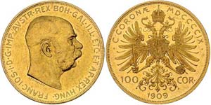 Franz Joseph I. 1848 - 1916  100 Kronen 1909 ... 