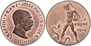 Franz Joseph I. 1848 - 1916  1 Krone 1914 ... 