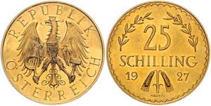 25 Schilling 1927 Wien. Her. 18   5.88 g. ... 