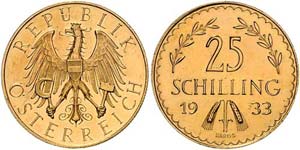 25 Schilling 1933 Wien, Avers leicht ... 