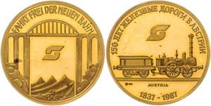 Goldmedaille 1987 150 Jahre Eisenbahn, 0,986 ... 