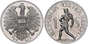 1 Schilling 1946 Wien. Her. 54   2.01 g. PP