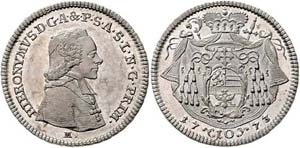 Salzburg Hieronimus Graf con Colloredo 1772 ... 