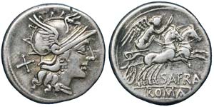Republic Safra (150 BC) Denarius Rome ... 