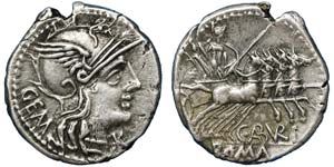 Republic Aburius Geminus (134 BC) Denarius ... 
