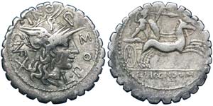 Republic L. Pomponius (118 BC) Denarius ... 