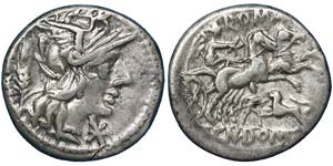 Republic Domitia (116-115 BC) Denarius ... 