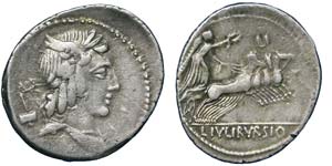 Republic L. Julius Bursio (85 BC) Denarius ... 