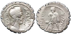 Republic Mn. Aquillius (71 BC) Denarius Rome ... 