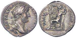 Empire Hadrianus (117-138 AD) Denarius Roma ... 