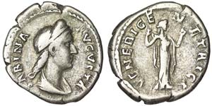 Empire Sabina (128-136 AD) Denarius Rome ... 