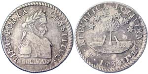 Bolivia Republic (1825-date)  1/2 Sol 1830 ... 