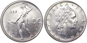 Italy Italian republic (1946-date)  50 Lire ... 