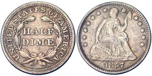 United States  Half Dime 1857 Ø 15 mm   ... 