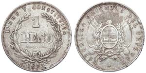 Uruguay Republic (1830-date)  1 Peso 1895 ... 