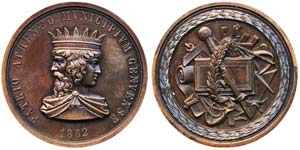 Italy Genoa  1862 Medal of the university of ... 