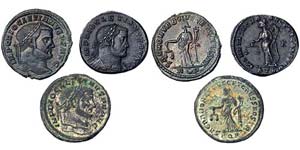 Empire Diocletianus (284-305) Lot Follis, 3 ... 