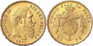 Belgium  Leopold II (1865-1909) 20 Francs ... 