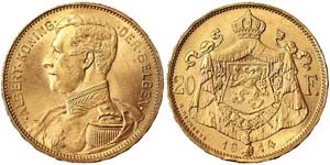 Belgium  Albert I (1909-1934) 20 Francs 1914 ... 