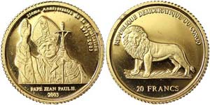 Congo Democratic Republic   20 Francs 2003 ... 