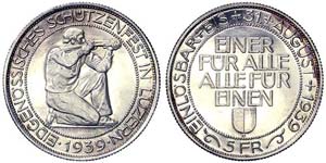 Switzerland Lucerne   5 Francs 1939 B ... 
