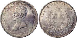 Uruguay Republic (1830-date)   1 Peso 1917 ... 