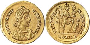 Empire Honorius (393-423 AD) Solidus Milan ... 