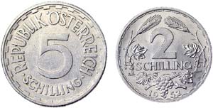 Austria LOTS  Lot 2 Pcs.:2 Schilling 1952 ... 