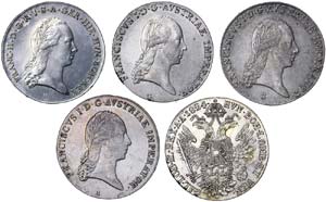 Austria LOTS  Lot 5 coins. Thaler: 1810 A, ... 