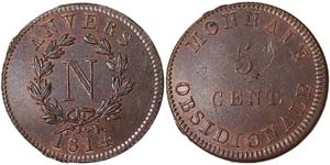 Belgium Napoleon I (1797-1814) 5 Centimes ... 