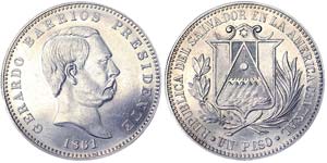 El Salvador Republic  Peso 1861 Ø 37,5 mm ... 