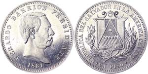 El Salvador Republic  Peso (Pattern) 1861 Ø ... 