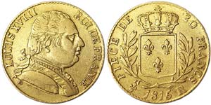 France Louis XVIII (1814-1824) 20 Francs ... 