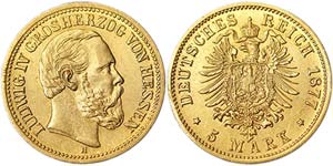 Germany Hessen Ludwig IV (1877-1892) 5 Mark ... 