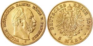 Germany Prussia Wilhelm I (1861-1888) 5 Mark ... 