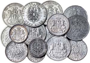 Germany LOTS  Lot 34 coins of Hamburg mint ... 