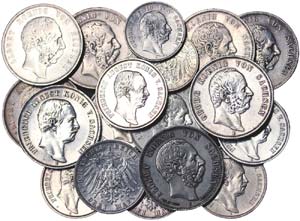 Germany LOTS  Lot 25 coins. Saxony E mint. 5 ... 